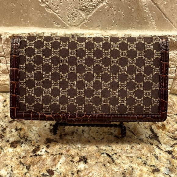 Celine Macadam Canvas & Croc Embossed Leather Wallet - Picture 2 of 12